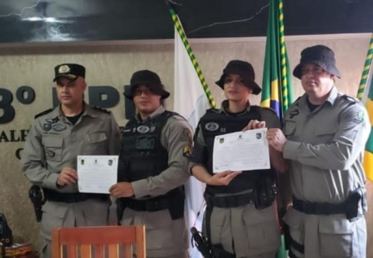 Policiais do 2°Pelotão recebem homenagens do Comando do Batalhão Rural 